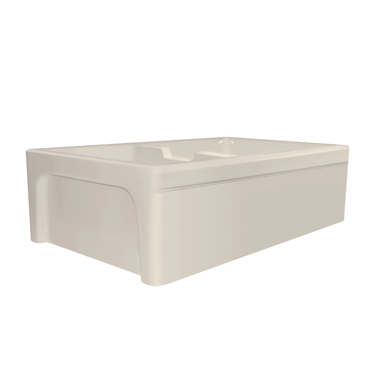 Glencove Fireclay 42" Large Double Bowl  Reversible Sink with Beveled Front Apron