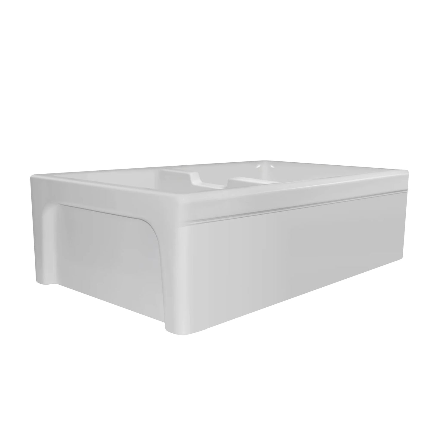 Glencove Fireclay 42" Large Double Bowl  Reversible Sink with Beveled Front Apron