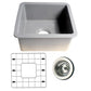 Nantucket Wellfleet-1818GR 18-inch matte grey fireclay sink, view 3