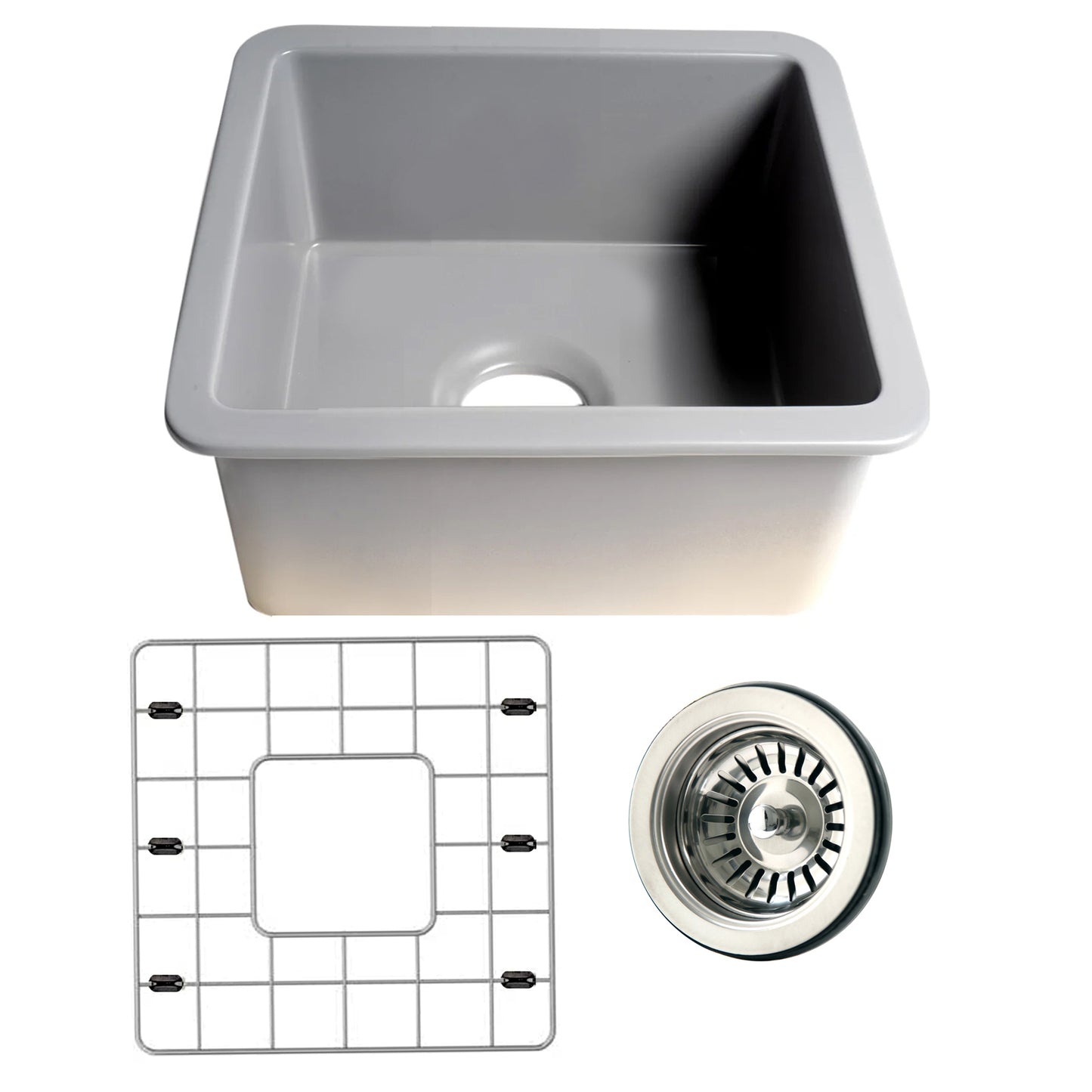 Nantucket Wellfleet-1818GR 18-inch matte grey fireclay sink, view 3