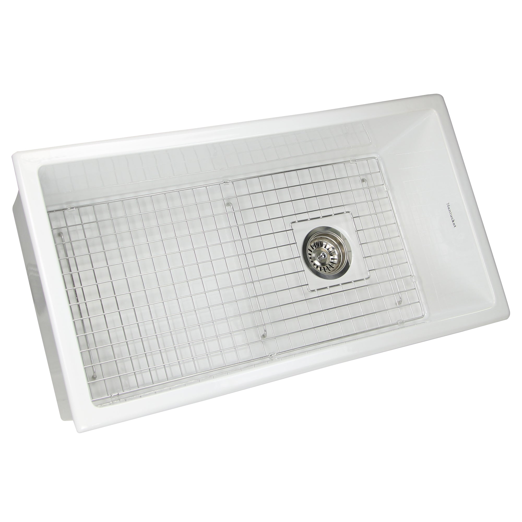 Nantucket Wellfleet-3419W 34-inch white fireclay kitchen sink, view 4