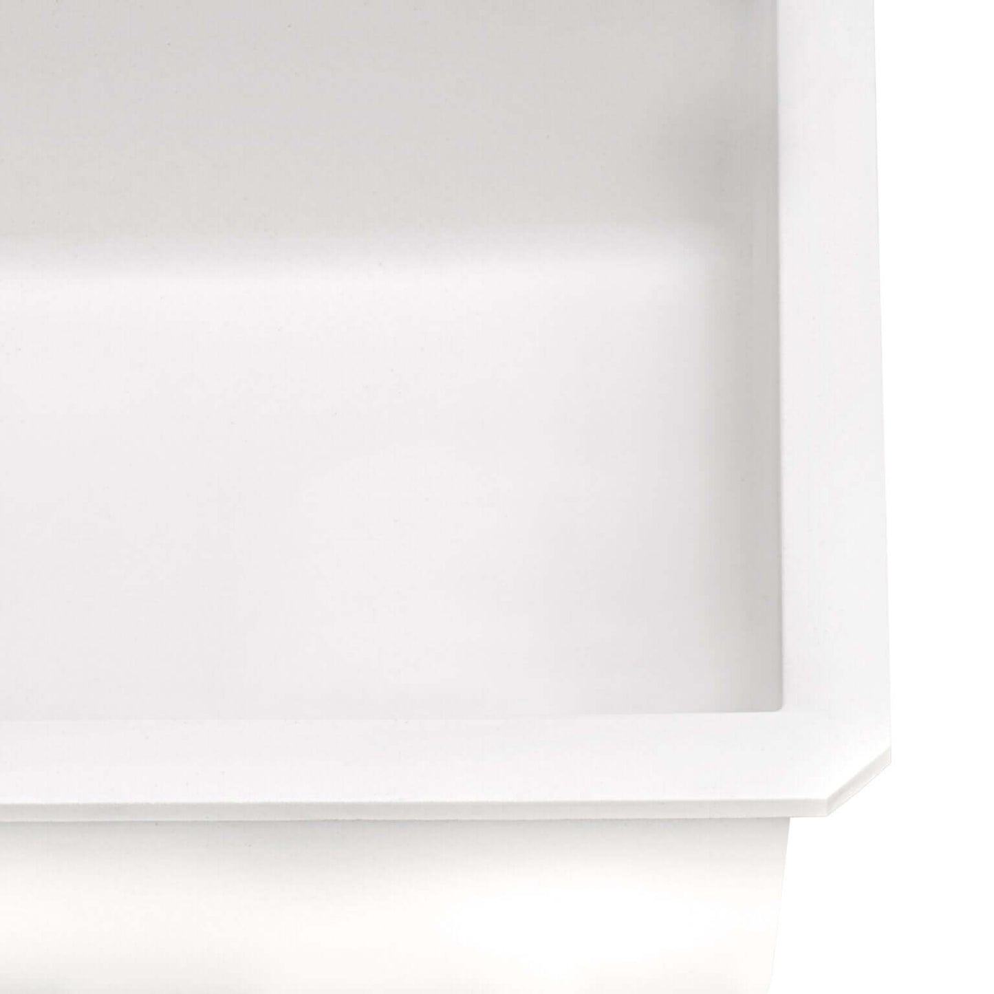 Ruvati 32" epiGranite undermount granite composite single bowl kitchen sink in arctic white, showcasing a sleek, modern design.