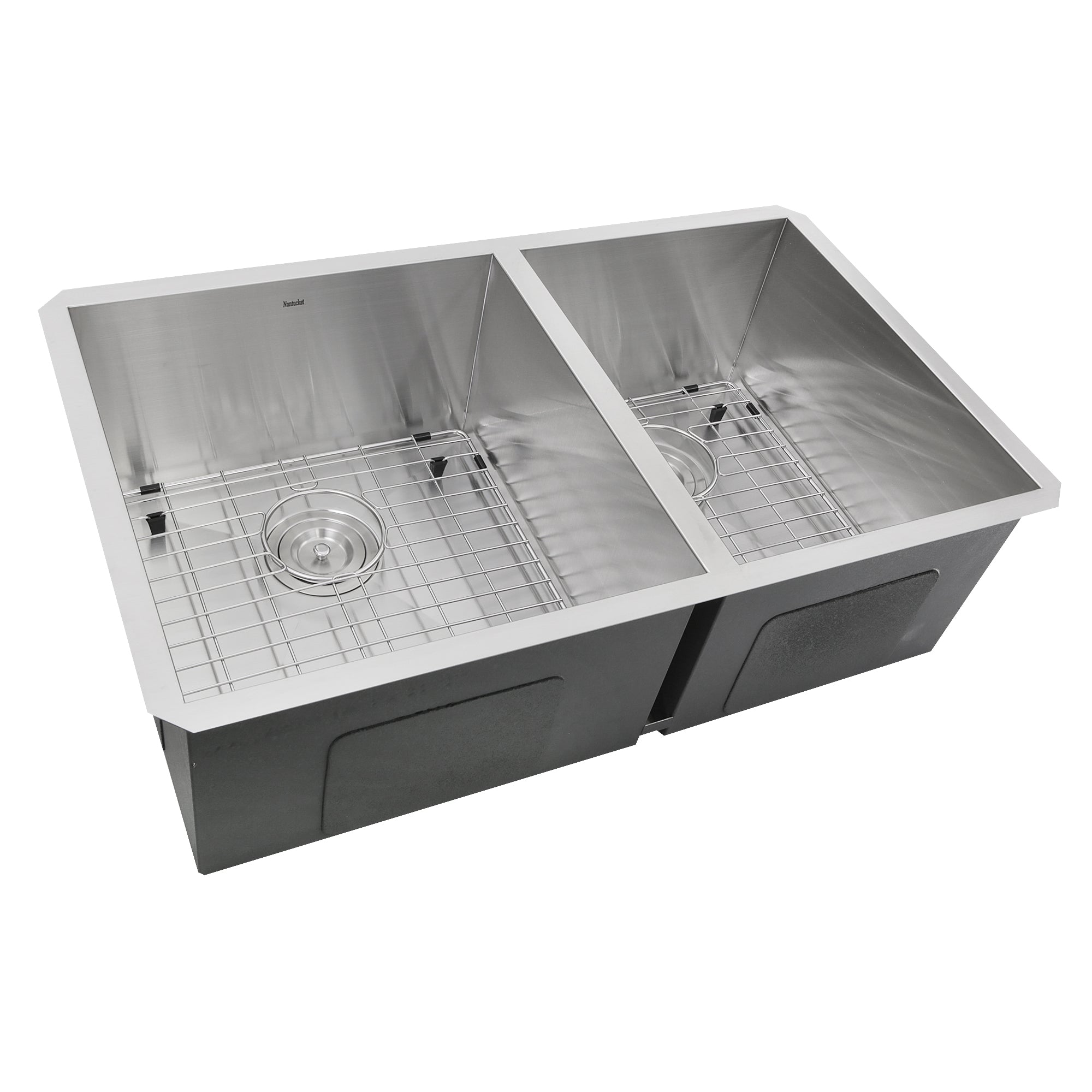 Nantucket ZR3219-OS-16 32-inch Pro Series 55/45 double bowl stainless steel kitchen sink, view 2