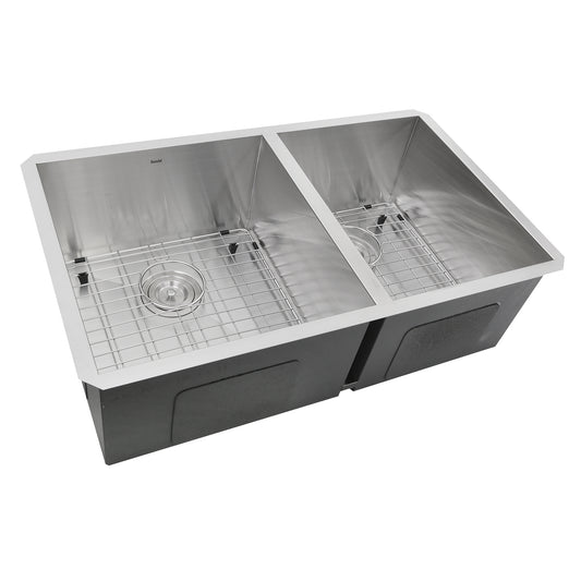 Nantucket ZR3219-OS-16 32-inch Pro Series 55/45 double bowl stainless steel kitchen sink, view 2