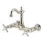 Kingston KS2443BEX Essex Two-Handle Wall Mount Bridge Kitchen Faucet, Antique Brass, polished nickel finish