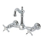 Kingston KS2443BEX Essex Two-Handle Wall Mount Bridge Kitchen Faucet, Antique Brass in polished chrome finish