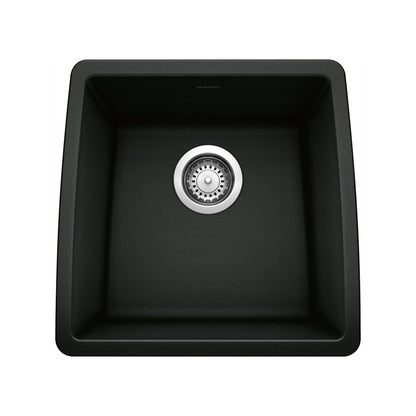 BLANCO Performa SILGRANIT 17" Undermount Bar Sink in sleek black finish, perfect for bar and prep areas.