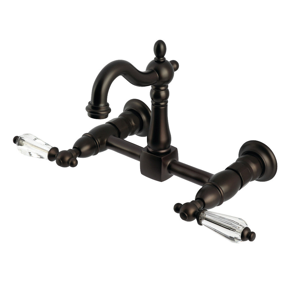 Kingston KS2443WLL Willshire Two-Handle Wall Mount Bridge Kitchen Faucet, Antique Brass with elegant design and oil rubbed bronze finish