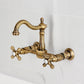 Kingston KS1263AX Heritage Two-Handle Wall Mount Bridge Kitchen Faucet, Antique Brass