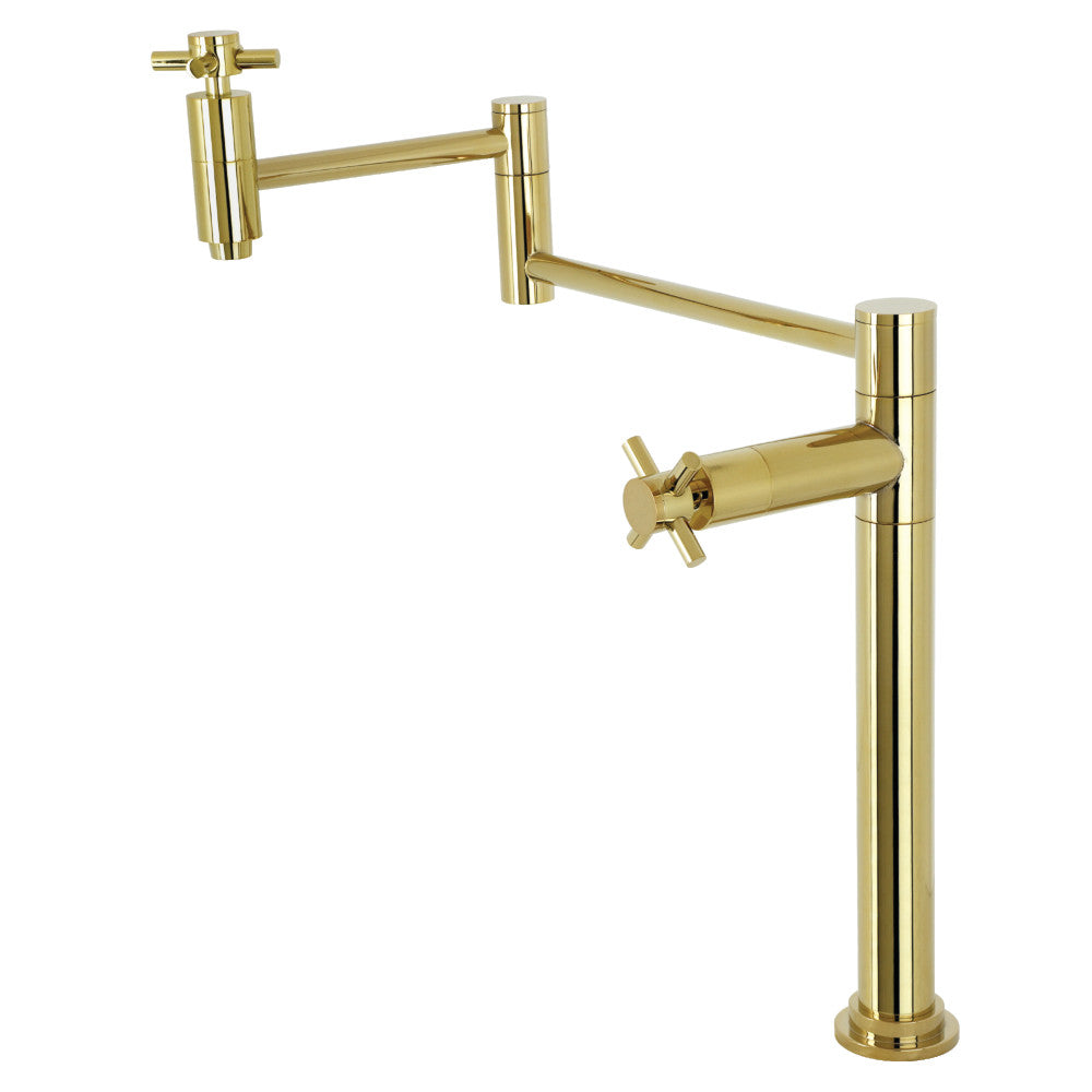 Kingston Brass KS8707DX Concord Deck Mount Pot Filler Faucet, Brushed Brass with sleek design and swing arms