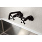 KINGSTON Brass Two Handle Wall Mount Kitchen Faucet - Oil Rubbed Bronze