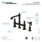 Kingston KS7278PLBS English Country Bridge Kitchen Faucet with Brass Sprayer, Brushed Nickel