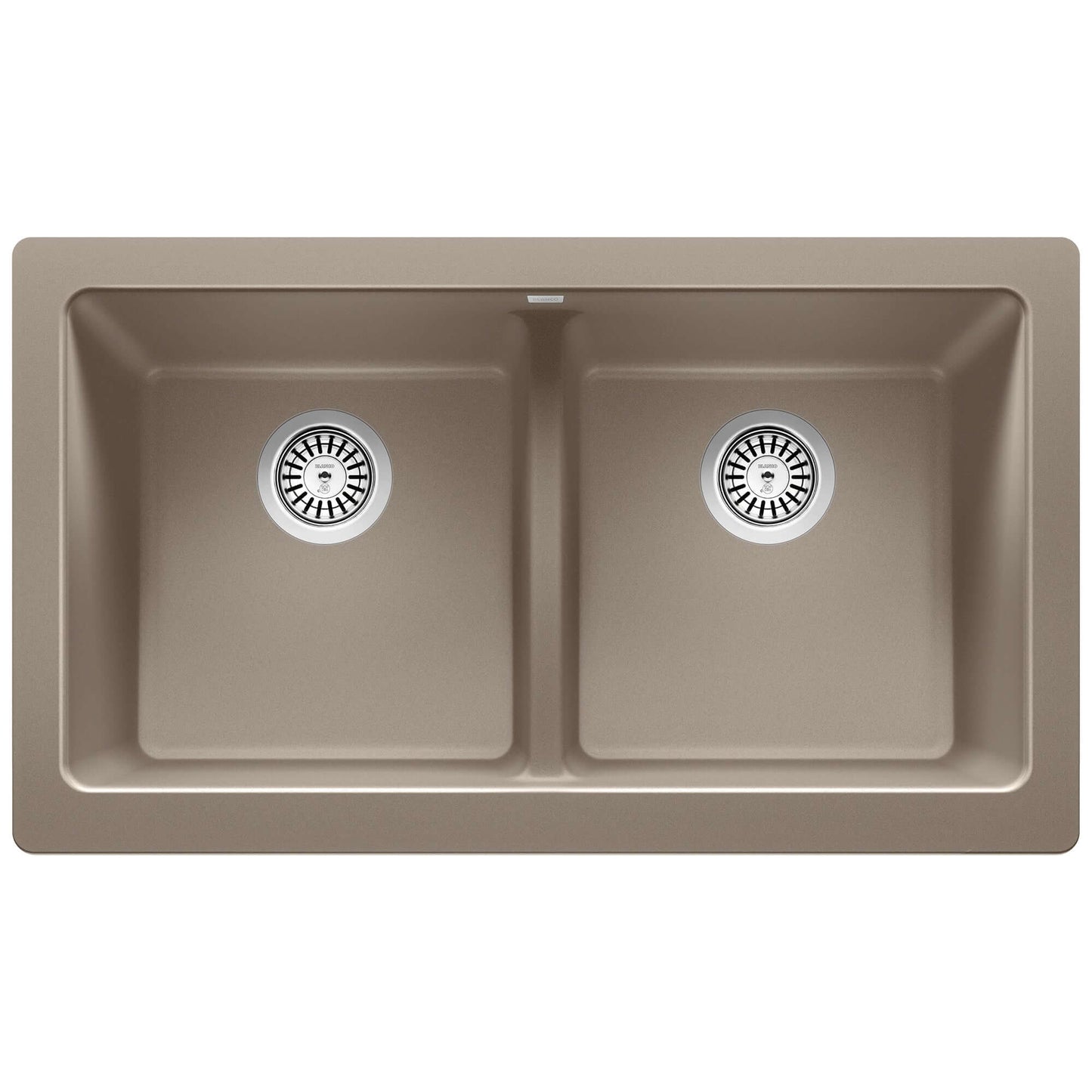 BLANCO VINTERA 33" SILGRANIT Double Bowl Farmhouse Sink in a contemporary design with equal bowls and stylish appearance.