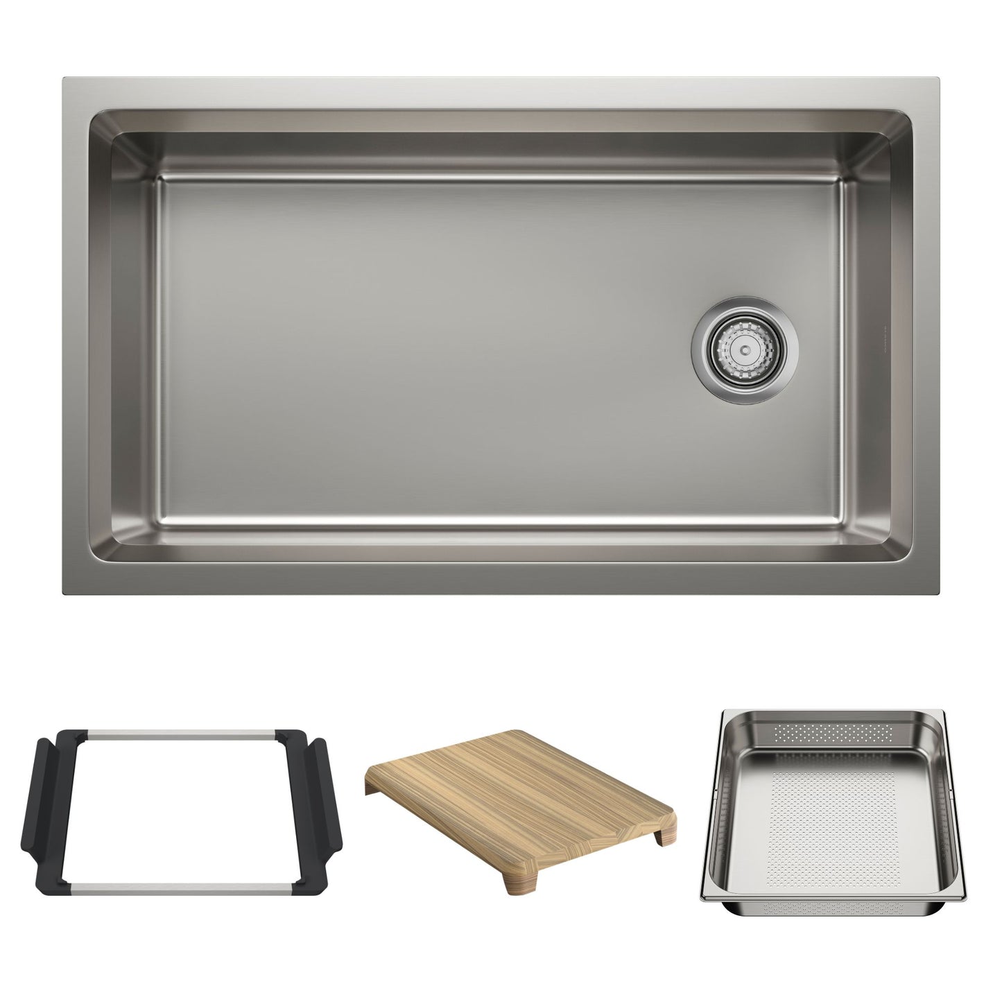 BLANCO Inteos 33" Single Bowl Reversible Undermount Stainless Steel Workstation Kitchen Sink with accessories