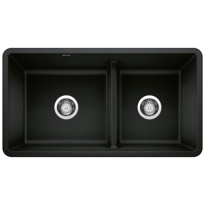 BLANCO Precis SILGRANIT 33" 60/40 Reversible Double Bowl Undermount Kitchen Sink with Low Divide view from above