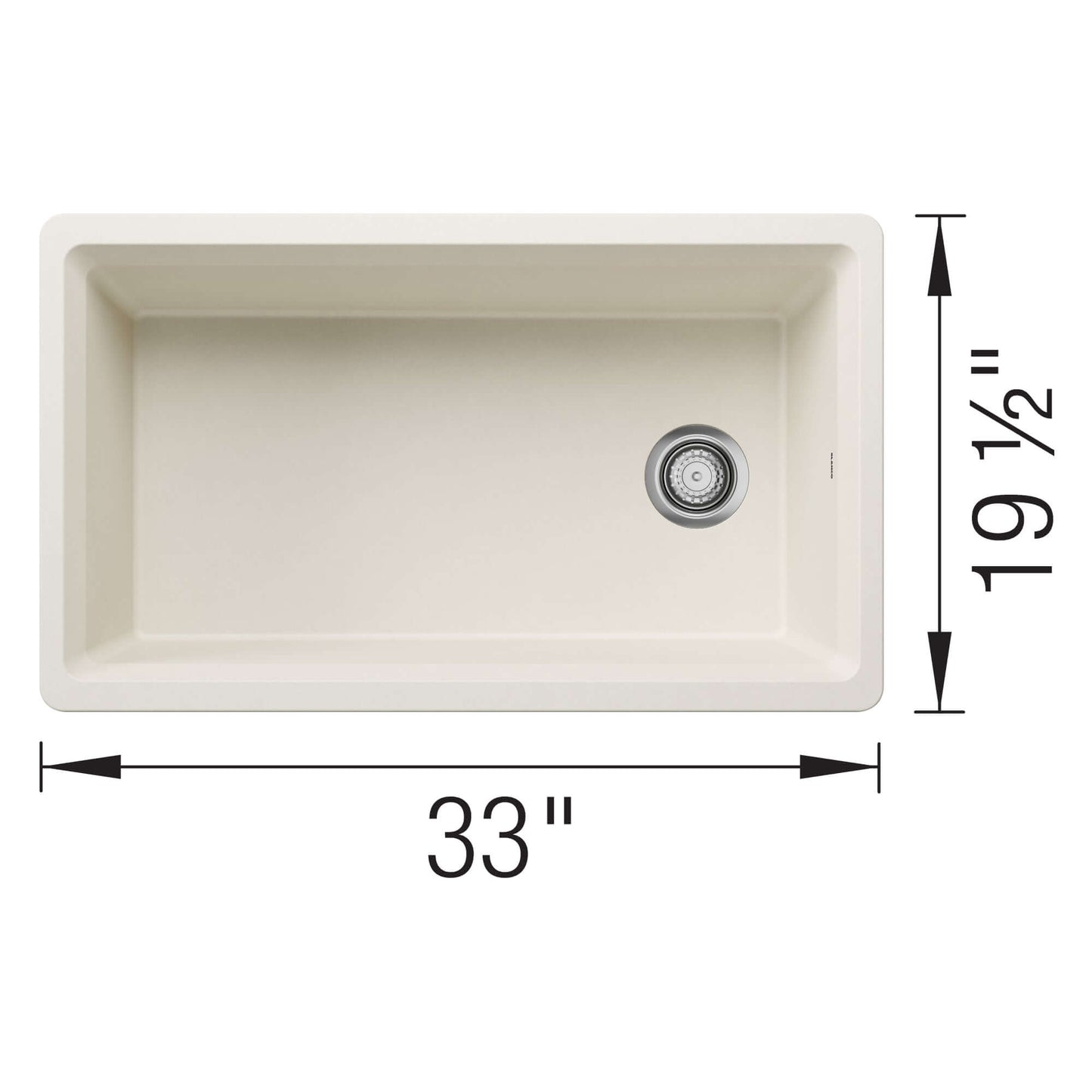 BLANCO Inteos SILGRANIT 33" Single Bowl Reversible Undermount Workstation Kitchen Sink dimensions and design.
