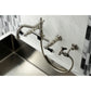 Kingston KS1243PKLBS Duchess Two-Handle Wall Mount Bridge Kitchen Faucet with Brass Sprayer, Antique Brass