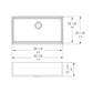 Technical drawing of ALFI AB536-W smooth apron front rectangular kitchen sink with dimensions labeled