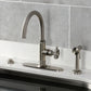 Kingston Brass KS2433RKX Webb Single-Handle Kitchen Faucet with Knurled Handle and Brass Side Sprayer, Antique Brass