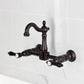 Kingston KS2443BAL Heirloom Two-Handle Wall Mount Bridge Kitchen Faucet, Antique Brass