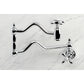 Kingston Brass KS2107AX Heritage Wall Mount Pot Filler Faucet, Brushed Brass in a chrome finish showcasing its elegant design.