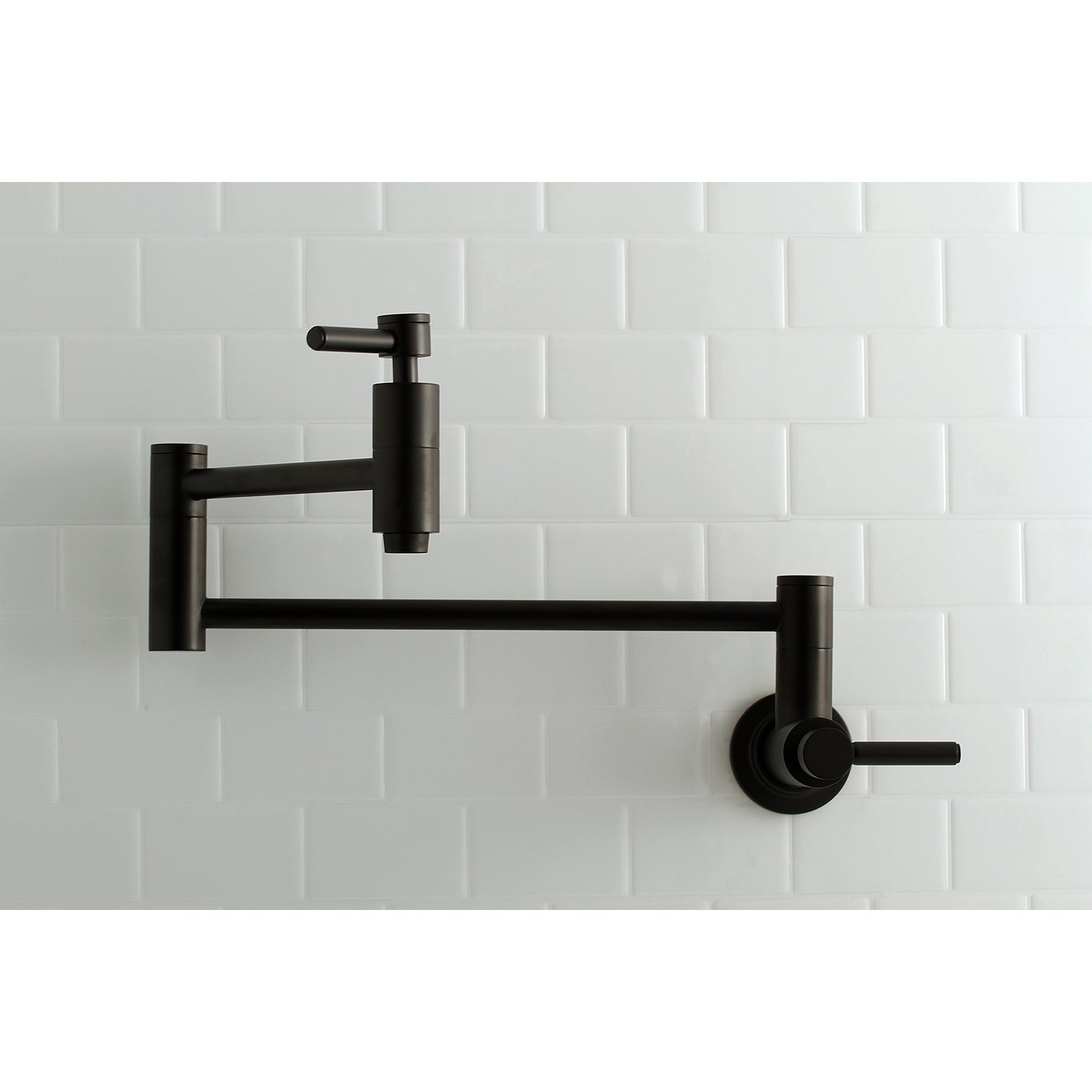Kingston Brass KS8103DL Concord Wall Mount Pot Filler Faucet, Antique Brass wall mount design with foldable swing arms