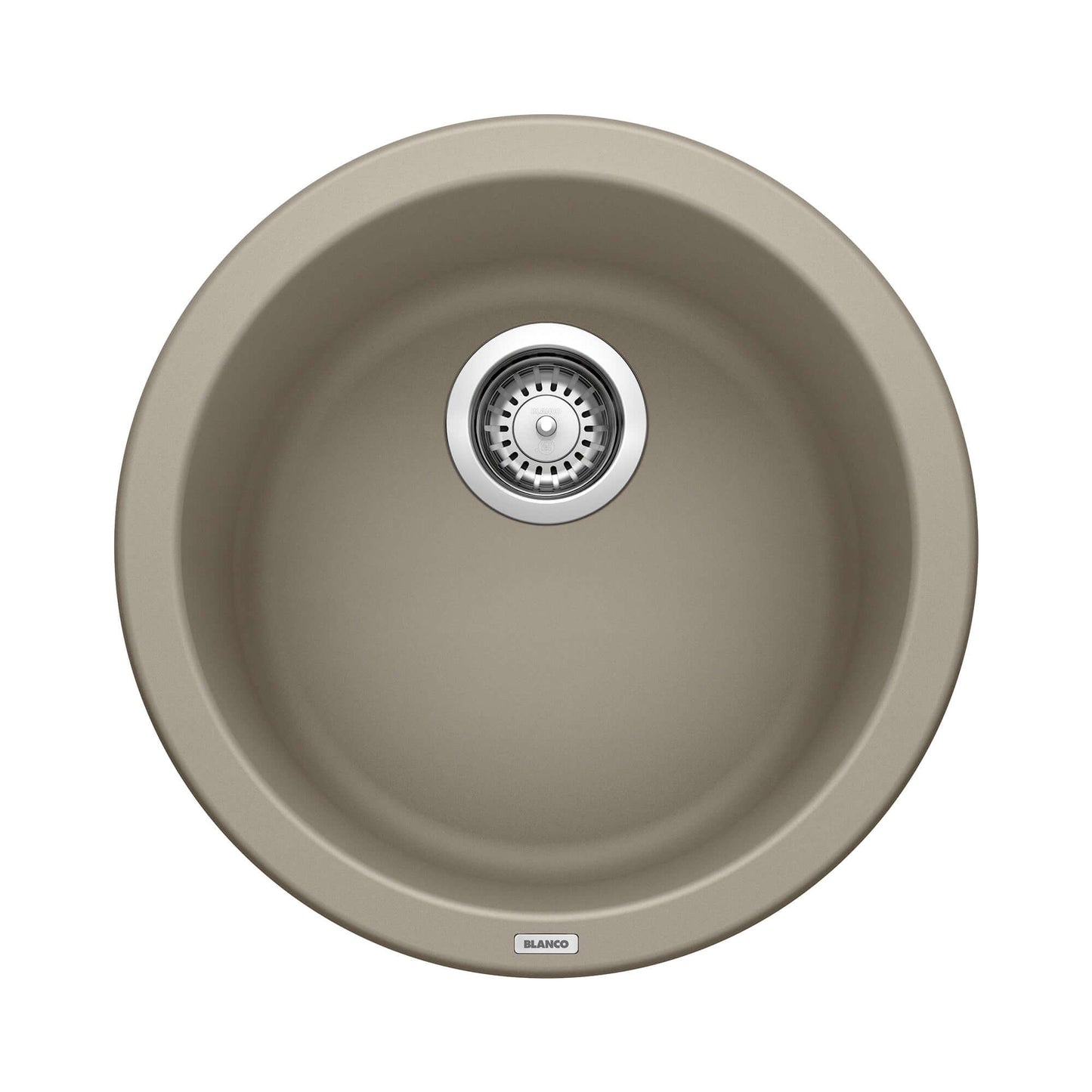 BLANCORONDO SILGRANIT 18" Dual Mount Bar Sink showcasing its distinctive round design and smooth basin.