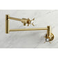 Kingston Brass KS4103BEX Essex Wall Mount Pot Filler Faucet, Antique Brass with foldable swing arms.