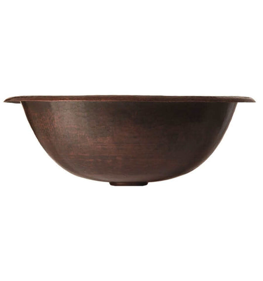 Thompson Tacambaro 15.5" Aged Copper Round Bathroom Sink - 2RP-BC showcasing its deep weathered finish and handcrafted design.