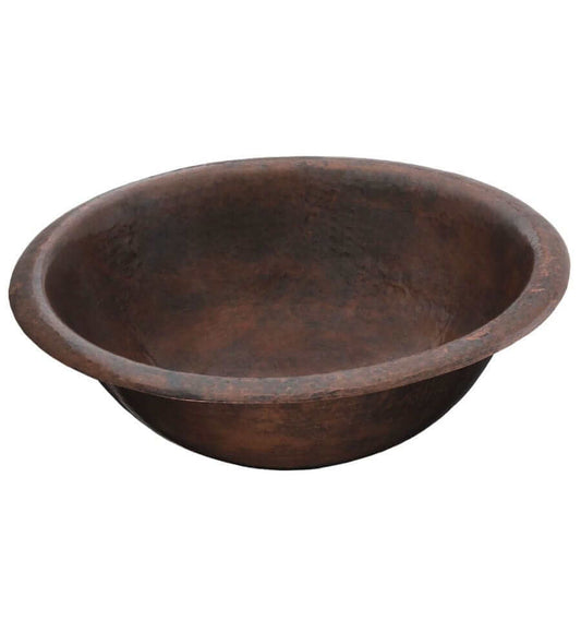Thompson Tacambaro 15.5" Aged Copper Round Bathroom Sink - 2RP-BC showcasing its rich, weathered texture.