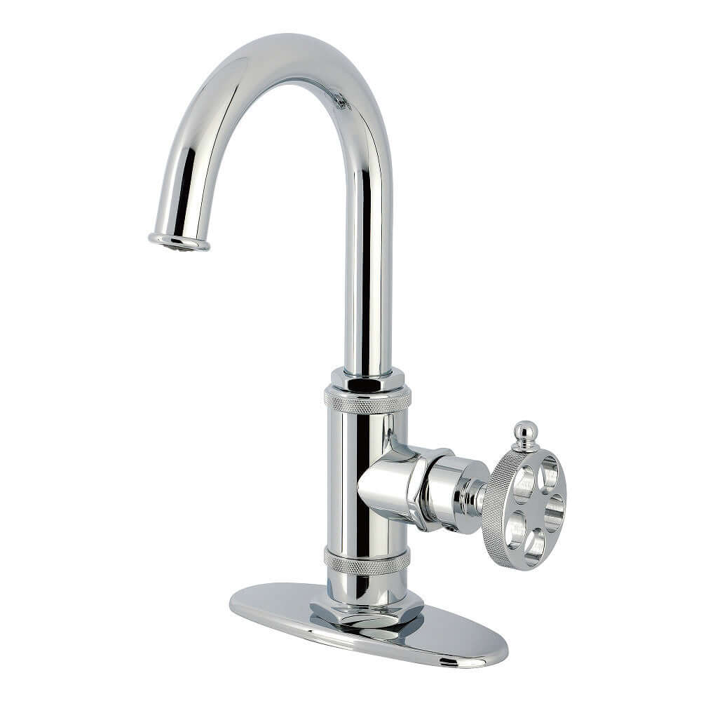 Kingston Brass KSD8503RKZ Wendell Single-Handle Bar Faucet with Knurled Handle, Antique Brass design in polished chrome