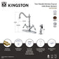 Kingston KS1238TALBS Tudor Two-Handle Kitchen Faucet with Brass Sprayer, Brushed Nickel dimensions and features diagram