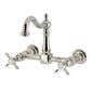 Kingston KS1263BEX Essex Two-Handle Wall Mount Bridge Kitchen Faucet, Antique Brass in polished nickel finish