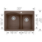 BLANCO Diamond SILGRANIT 33" 60/40 Double Bowl Dual Mount Kitchen Sink