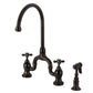 Kingston KS7793AXBS English Country Bridge Kitchen Faucet with Brass Sprayer, Antique Brass in oil rubbed bronze finish