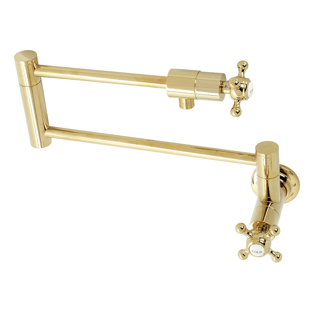 Kingston Brass KS4103BX Metropolitan Wall Mount Pot Filler Faucet, Antique Brass with foldable swing arms