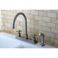 Kingston KS8798ZX Millennium Two-Handle 8" Centerset Kitchen Faucet with Side Sprayer, Brushed Nickel