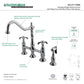 Kingston KS1277TXBS French Country Bridge Kitchen Faucet with Brass Sprayer, Brushed Brass.