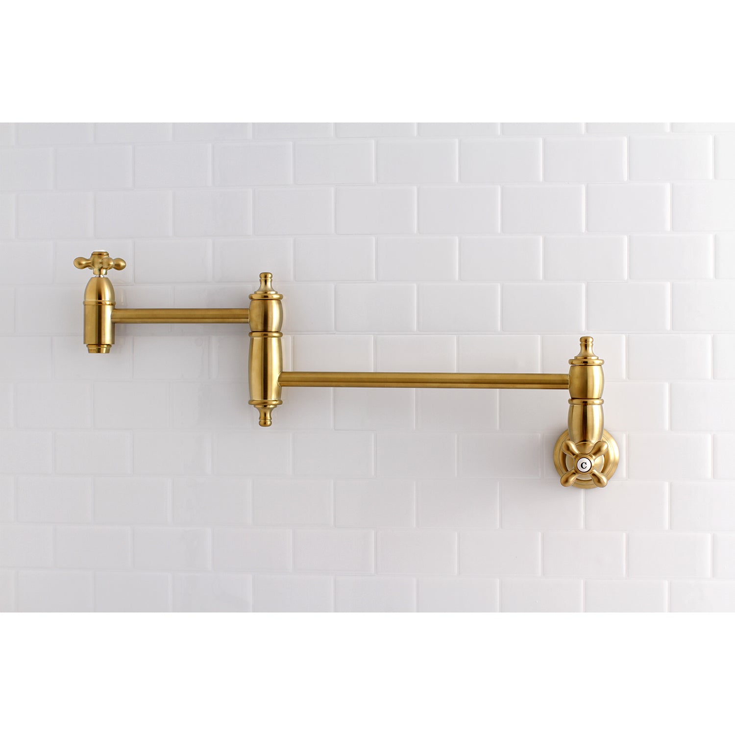 Kingston Brass KS3103AX Restoration Wall Mount Pot Filler Faucet, Antique Brass
