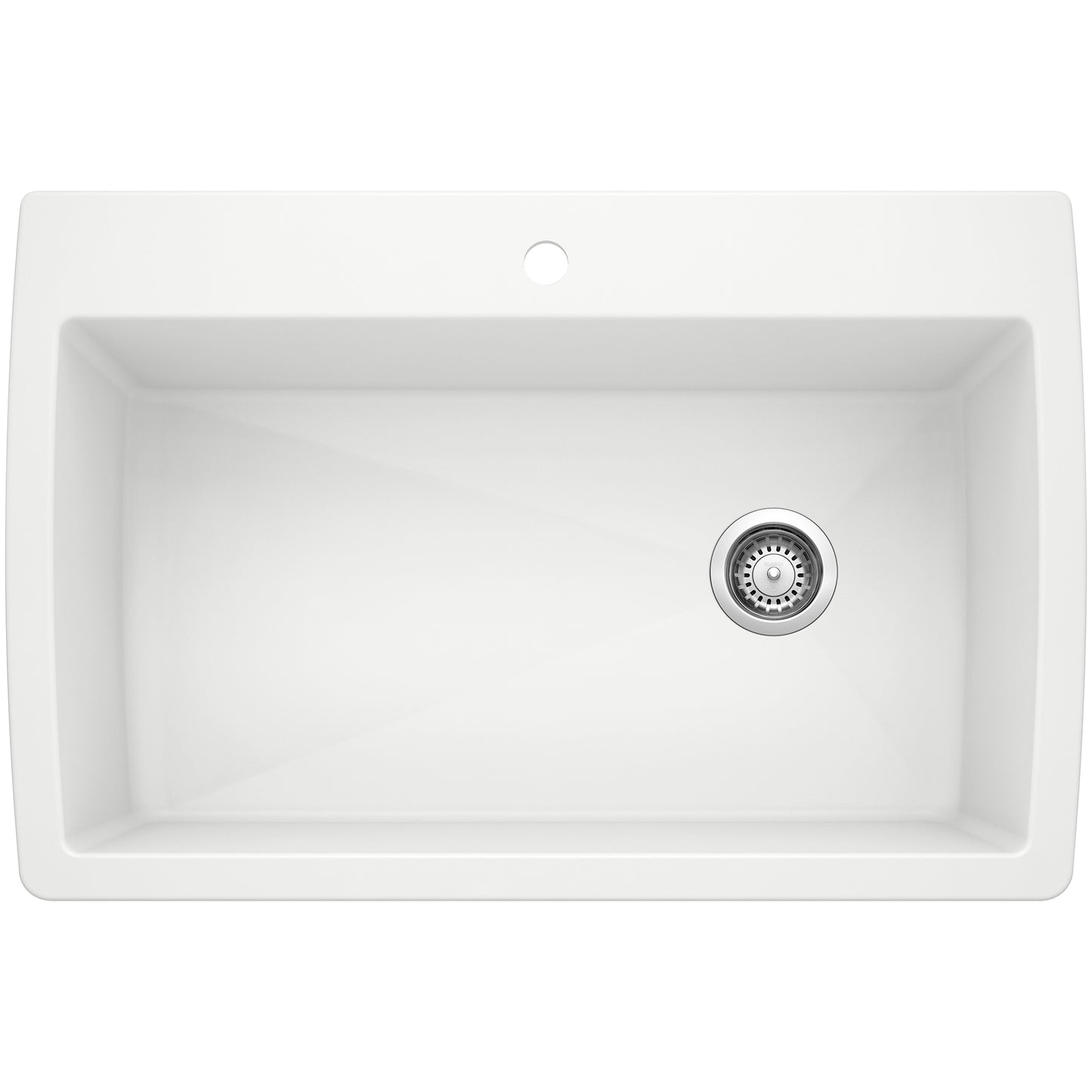 BLANCO Diamond SILGRANIT 33.5" Super Single Dual Mount Kitchen Sink, large single bowl design in white