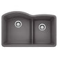 BLANCO Diamond SILGRANIT 32" 60/40 Double Bowl Undermount Kitchen Sink with Low Divide
