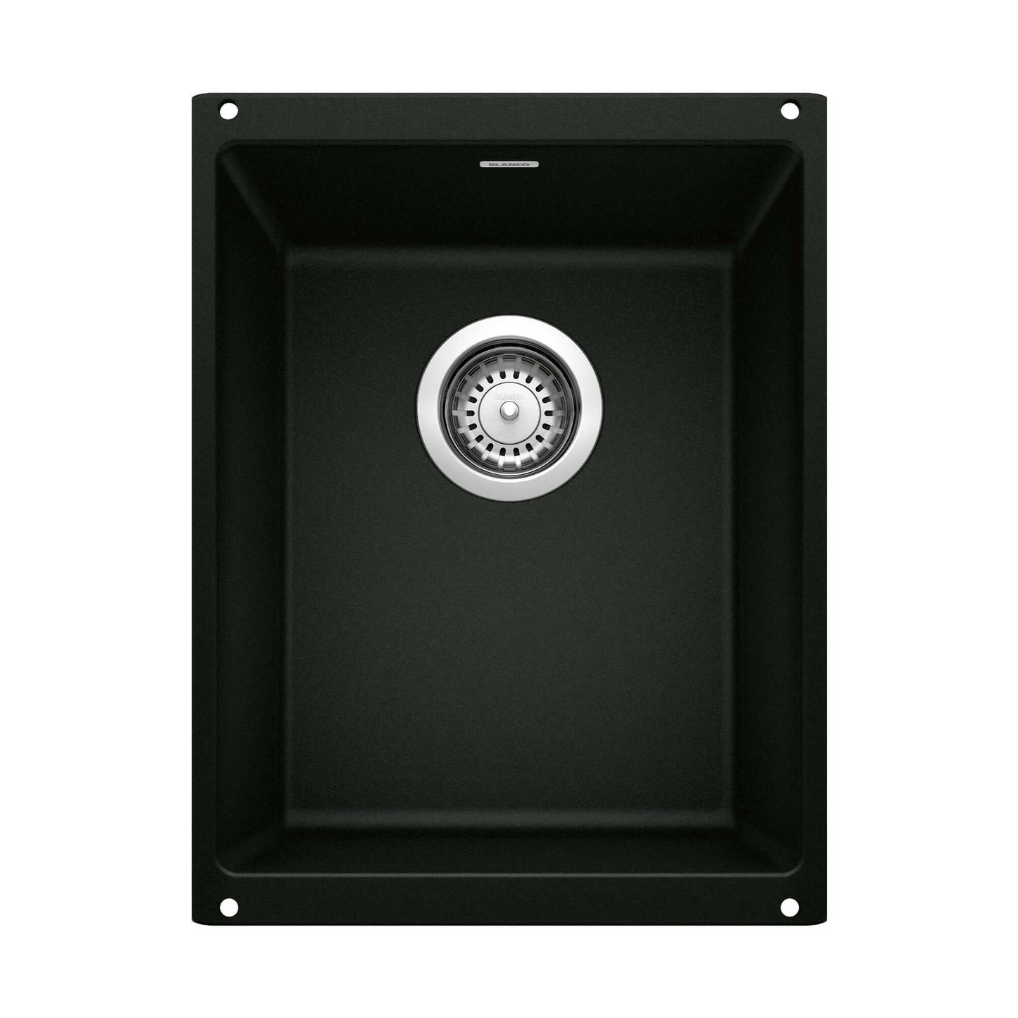 BLANCO Precis SILGRANIT 13" Undermount Bar Sink in sleek black finish with central drain.