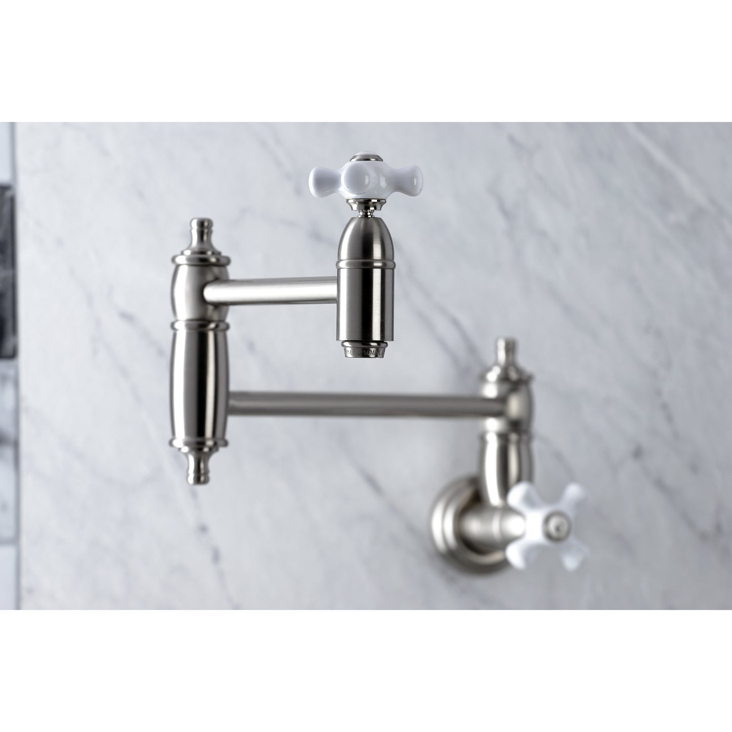 Kingston Brass KS310PXAC Restoration Wall Mount Pot Filler Faucet, Antique Copper with elegant design and foldable swing arms.