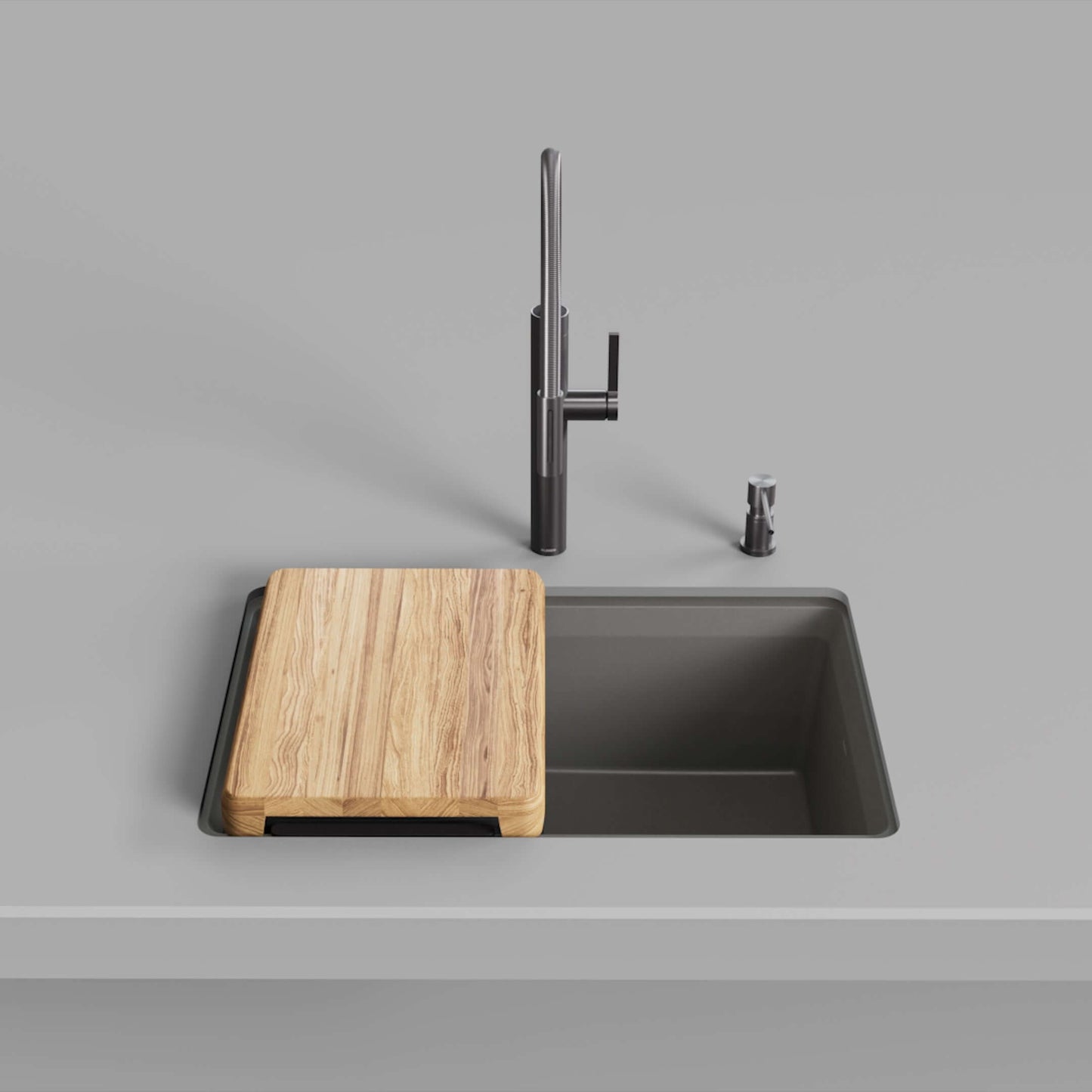 BLANCO Inteos SILGRANIT 30" Single Bowl Reversible Undermount Workstation Kitchen Sink with cutting board and faucet