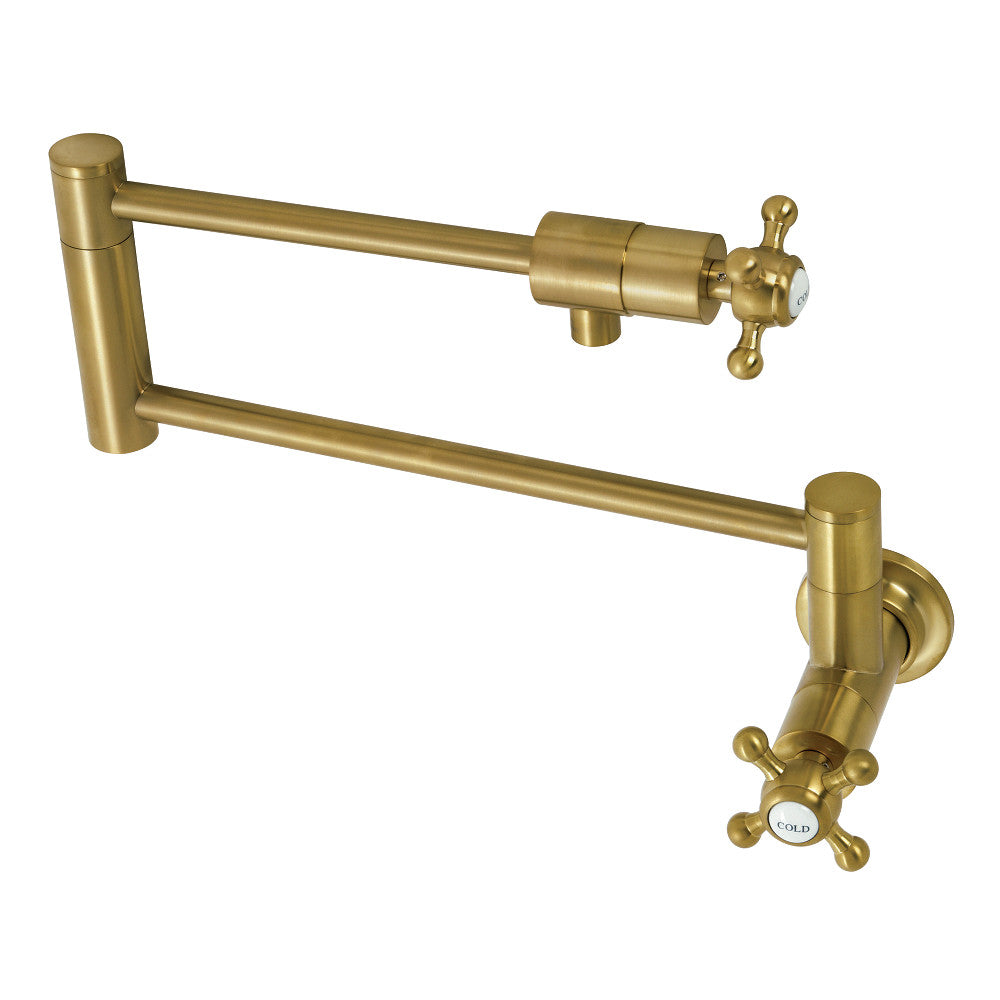 Kingston Brass KS4103BX Metropolitan Wall Mount Pot Filler Faucet, Antique Brass with foldable swing arms