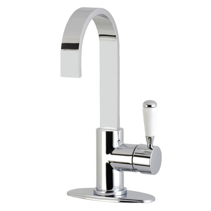 Kingston Brass LS8618DPL Paris Single-Handle Bar Faucet high-arc spout left side view polished chrome finish
