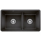 BLANCO Precis SILGRANIT 33" 60/40 Reversible Double Bowl Undermount Kitchen Sink with Low Divide top view