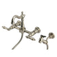 Kingston KS2443ALBS Heritage Two-Handle Wall Mount Bridge Kitchen Faucet with Brass Sprayer, Antique Brass