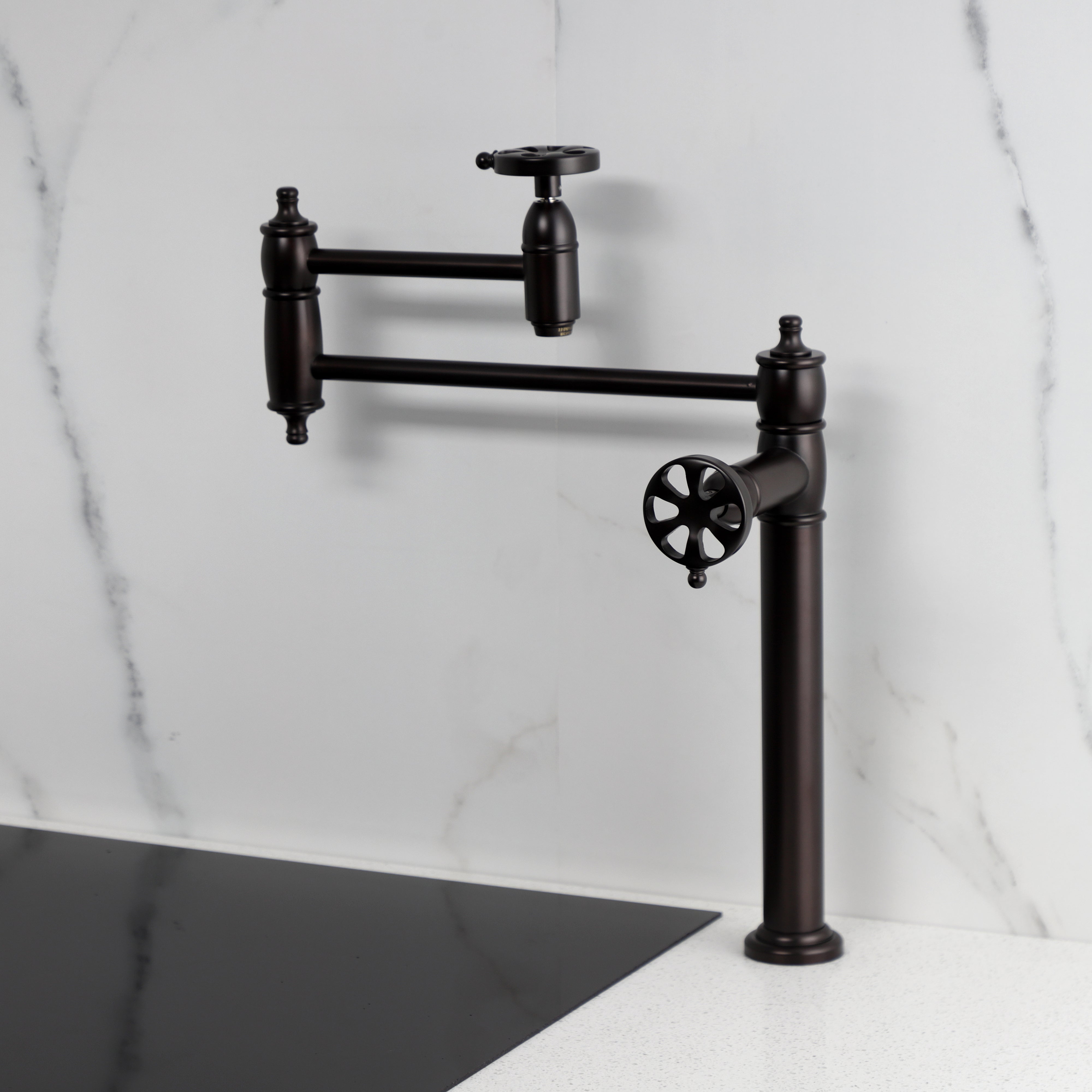 Kingston Brass KS3703RX Belknap Deck Mount Pot Filler Faucet, Antique Brass