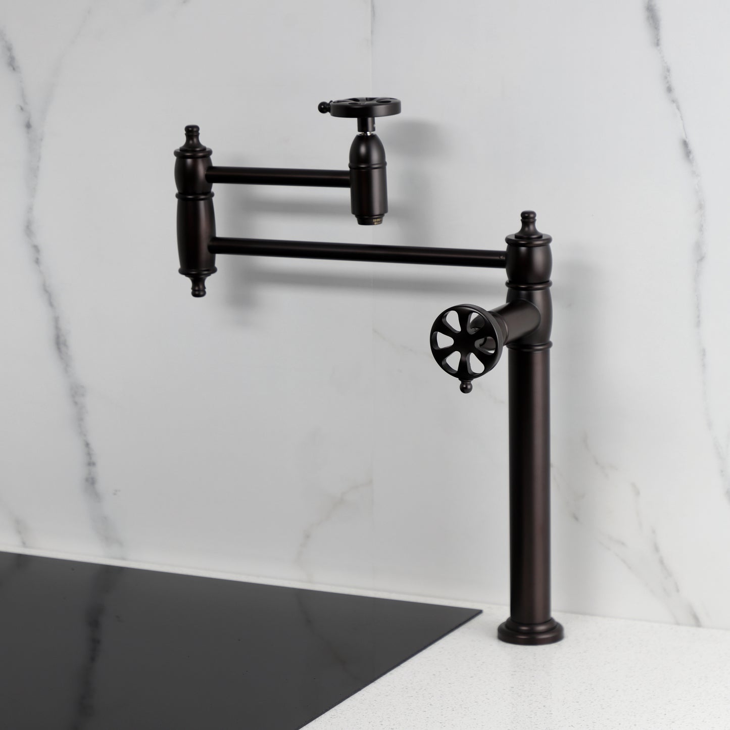 Kingston Brass KS3703RX Belknap Deck Mount Pot Filler Faucet, Antique Brass